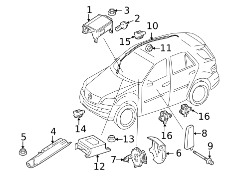 Air Bag Components for 1993 Mercedes-Benz 600SL #1