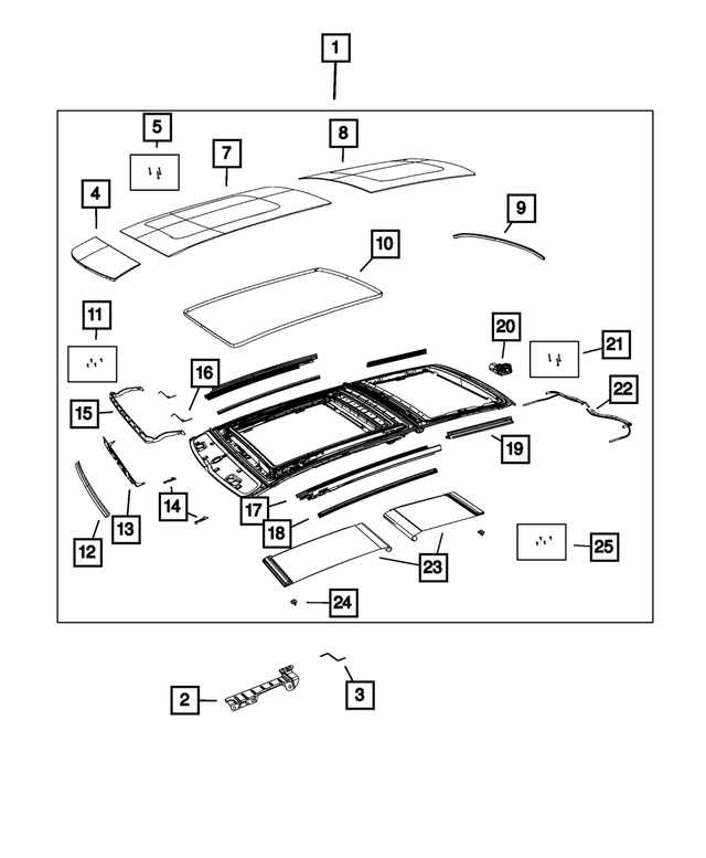 7BJ92MS7AA - Body Sheet Metal Except Doors: Complete Sunroof for Mopar Image