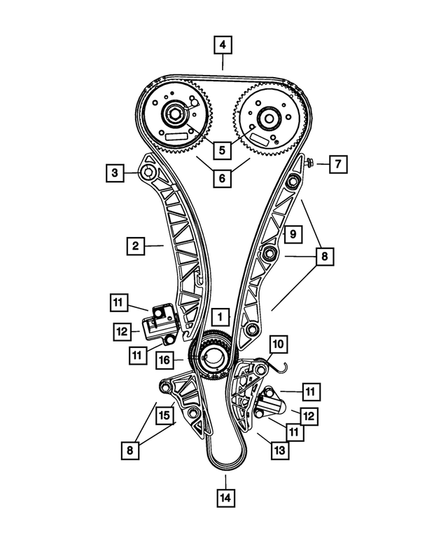 4884587AB - 2.0L Gas; Engine: Engine Timing Chain &amp; Gear Kit for Mopar Image