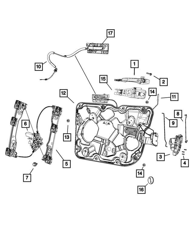 1QA21GTWAC - Doors, Door Mirrors and Related Parts: Front Door Exterior Handle, Left Front for Mopar Image