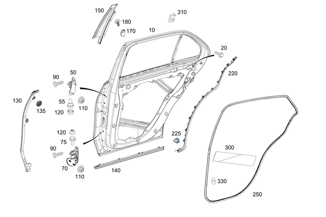 39898285 - Rear Doors: Adhesive Tape Precut Part for Mercedes-Benz: 300C, 300CD, 350SD, AMG GT, AMG GT 43, AMG GT 55, AMG GT 63 Pro, AMG GT Black Series, AMG GT C, AMG GT R, AMG GT S, C300, C43 AMG, C63 AMG S E Performance, CL550, CL600, CL63 AMG, CL65 AMG, CLE300, CLE450, CLE53 AMG, CLS400, CLS550, CLS63 AMG, CLS63 AMG S, E350, EQE 350, EQE 350 SUV, EQE 350+, EQE 350+ SUV, EQE 500, EQE 500 SUV, EQE AMG, EQE AMG SUV, EQS 450, EQS 450 SUV, EQS 450+, EQS 450+ SUV, EQS 580, EQS 580 SUV, EQS AMG, G500, G550, G580, G63 AMG, GL350, GL450, GL550, GL63 AMG, GLC300, GLC350e, GLC43 AMG, GLC63 AMG S E Performance, GLE300d, GLE350, GLE400, GLE43 AMG, GLE450, GLE450 AMG, GLE450e, GLE53 AMG, GLE550e, GLE580, GLE63 AMG, GLE63 AMG S, GLS350d, GLS450, GLS550, GLS580, GLS63 AMG, Maybach EQS 680 SUV, Maybach GLS600, Maybach S550, Maybach S560, Maybach S580, Maybach S600, Maybach S650, Maybach S680, ML250, ML350, ML400, ML550, ML63 AMG, S430, S450, S500, S55 AMG, S550, S550e, S560, S580, S580e, S600, S63 AMG, S63 AMG E Performance, S65 AMG, SL43 AMG, SL55 AMG, SL63 AMG, SL63 AMG S E Performance Image image