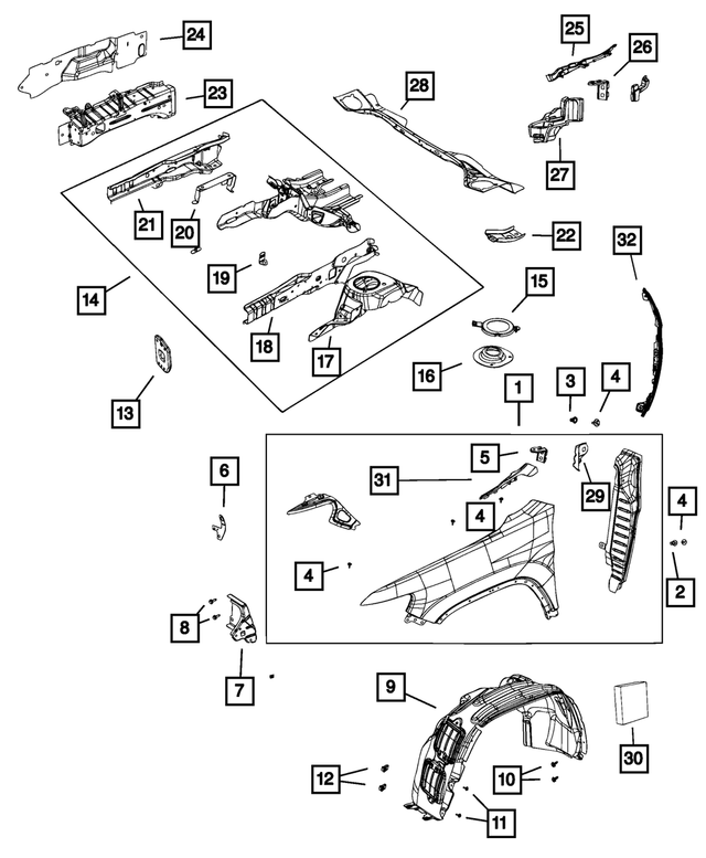 68290414AB - : Fender Mounting Rear Bracket, Right for Mopar Image