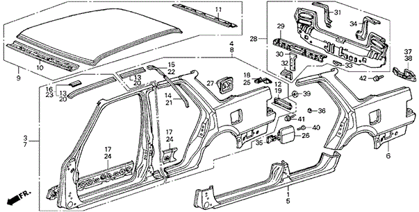 Outer Panel (4D) 4DR for 1986 Honda Accord #0