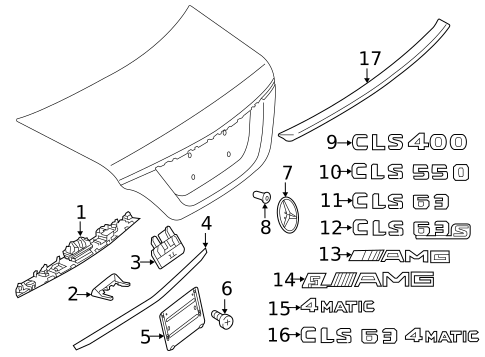 Exterior Trim - Trunk for 2016 Mercedes-Benz CLS 63 AMG&reg; S #0