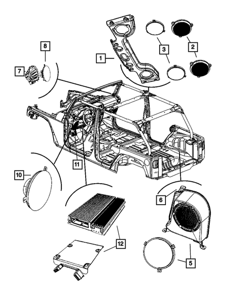 Radio, Antenna, Speakers, DVD, and Video systems for 2009 Jeep Wrangler #1