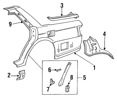 Quarter Panel & Components for 1991 Lexus ES250 #0