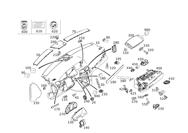 2076800313 - Special Equipment: Glove Compartment Housing for Mercedes-Benz: E550 Image image