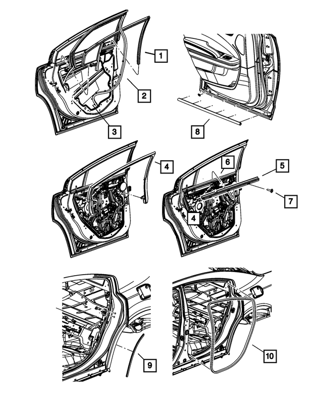 68040041AH - Doors, Door Mirrors and Related Parts: Rear Door Flush Glass Weatherstrip, Left for Mopar Image