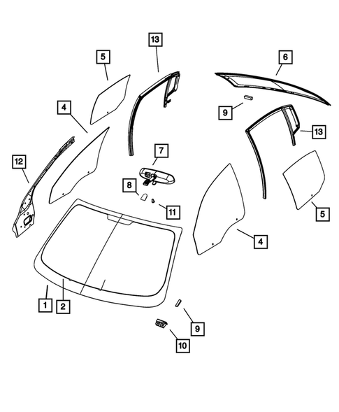 Glass and Interior Rear View Mirror for 2008 Dodge Avenger #0