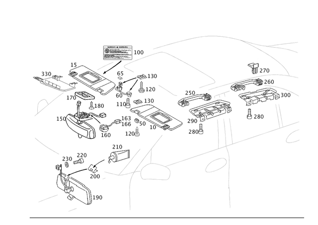 2038101110 - Covering and Lining: Sun Visor for Mercedes-Benz: C230, C240, C280, C32 AMG, C320, C350, C55 AMG Image image