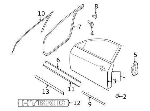Exterior Trim - Front Door for 2009 Nissan Altima #0