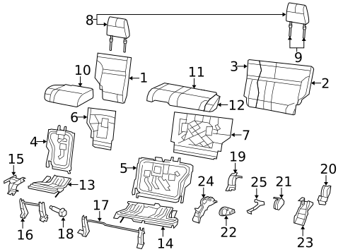 Rear Seat Components for 2012 Jeep Liberty #0