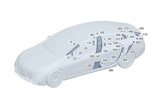 2976904800 - Interior Trim/Exterior Detachable Parts: Trim, a-Pillar for Mercedes-Benz: EQS 450, EQS 450+, EQS 580, EQS AMG Image image