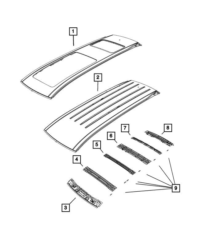 68424177AA - Body Sheet Metal Except Doors: Roof Front Header for Mopar Image