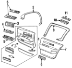 10222218 - Body: Front Door Trim for Cadillac: Fleetwood Image