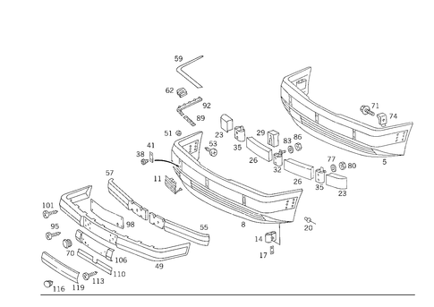 Front Bumper for 1993 Mercedes-Benz 300TE #2