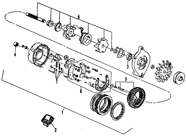 E1ZZ10346A - Electrical: Alternator for Ford: Bronco, Bronco II, E-150 Econoline, E-150 Econoline Club Wagon, E-250 Econoline, E-250 Econoline Club Wagon, E-350 Econoline, E-350 Econoline Club Wagon, Escort, EXP, F-150, F-250, F-350, LTD, Mustang, Ranger, Thunderbird | Mercury: Capri, Cougar, Lynx, Marquis Image
