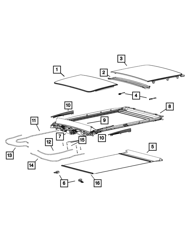 68081085AA - Body Sheet Metal Except Doors: Sunroof Glass Mechanism, Left for Mopar Image