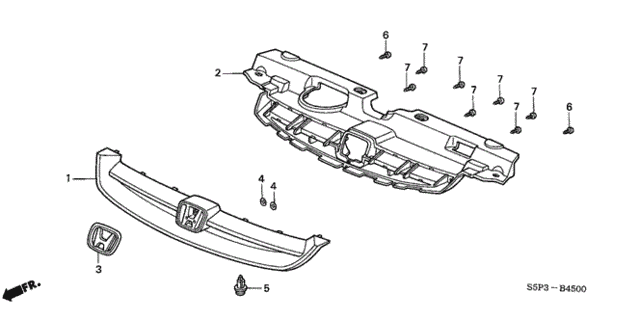 Front Grille (-'03) for 2002 Honda Civic #0