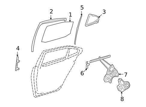 Glass - Rear Door for 2010 Lexus LS600h #0