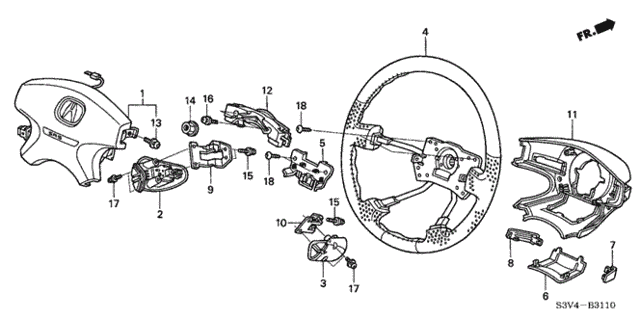 Steering Wheel (SRS) (1) for 2002 Acura MDX #0