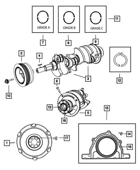 Crankshaft, Piston, Drive Plate, Flywheel, and Damper for 2009 Dodge Challenger #1