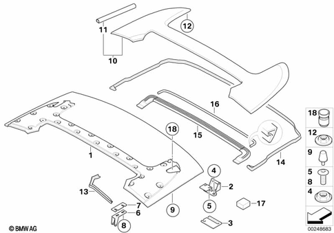 Folding Top Compartment Lid for 2005 BMW M6 #0