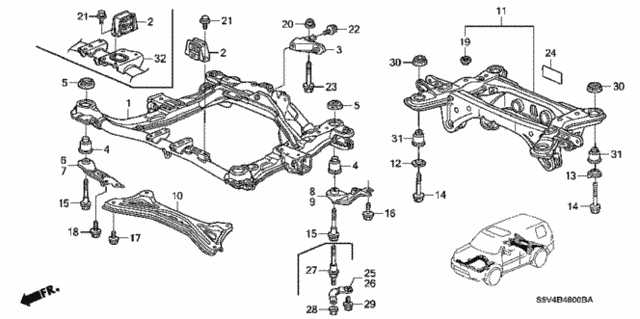Front Sub Frame - Rear Beam for 2005 Honda Pilot #0