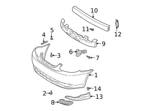 Bumper & Components - Front for 2003 Toyota Corolla #0