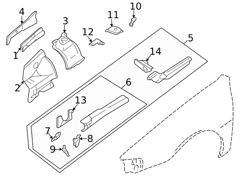 Structural Components & Rails for 1994 Subaru Impreza #0