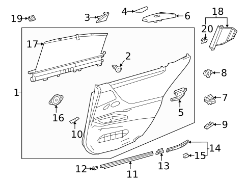 Interior Trim - Rear Door for 2020 Lexus ES300h #0