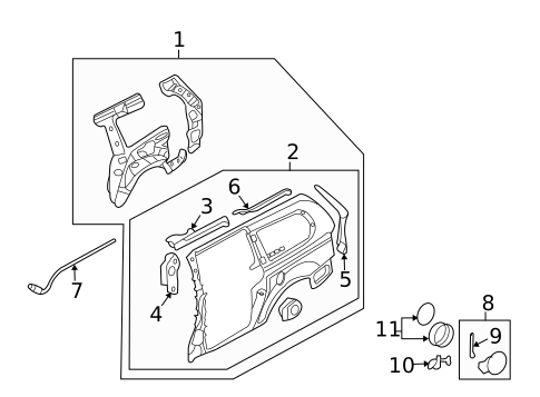 Side Panel & Components for 2007 Hyundai Entourage #0