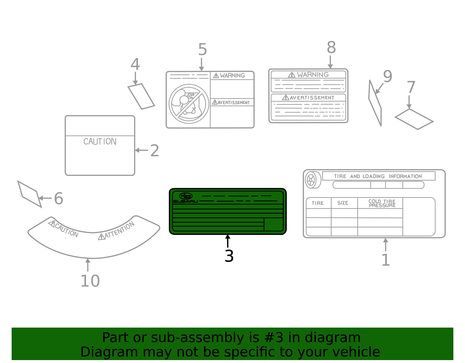 2024-2025 Subaru Crosstrek Emission Label 14808AJ64A | Subaru
