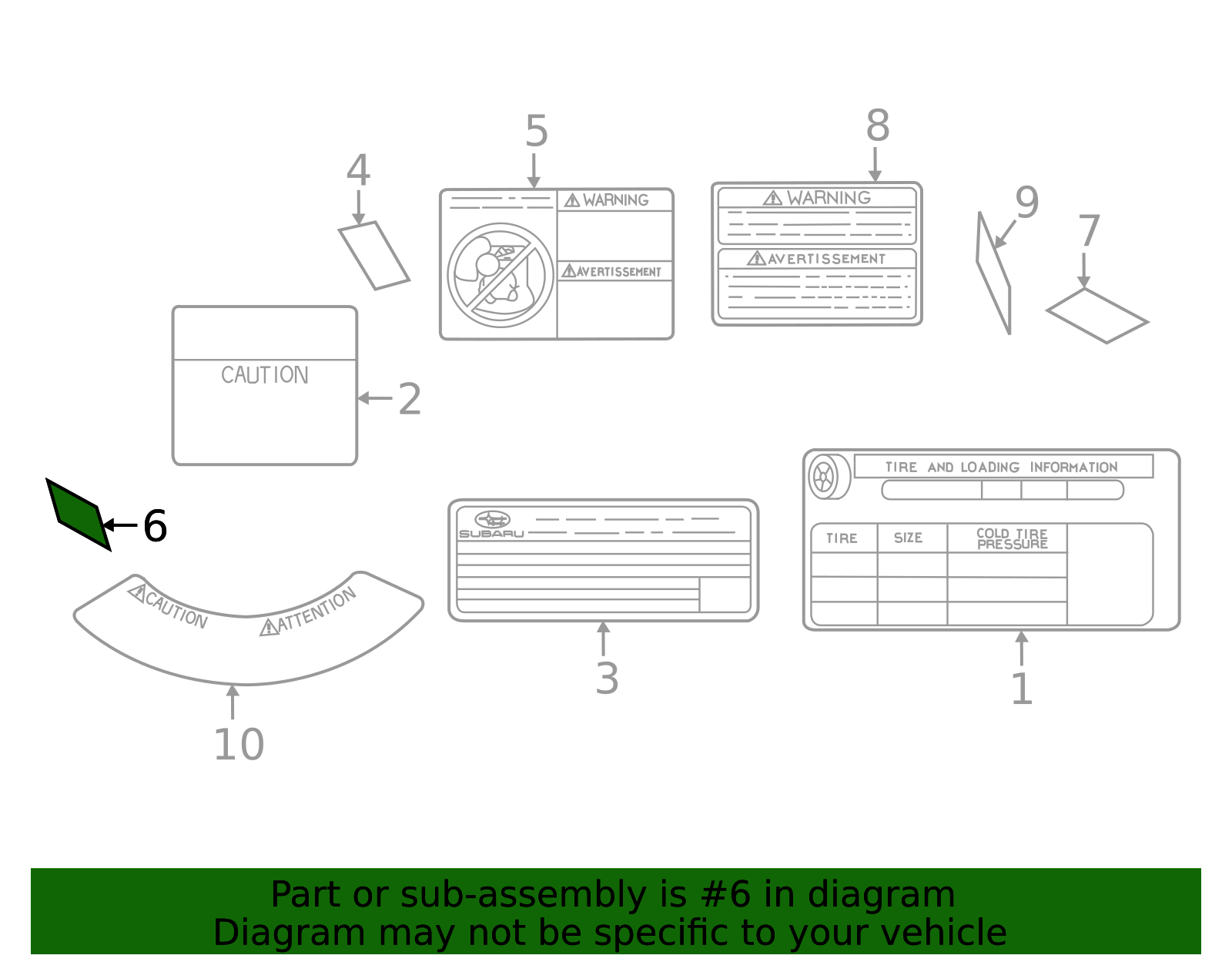 2024-2025 Subaru Fuse Box Label 82245FN000 | Subaru Parts Store