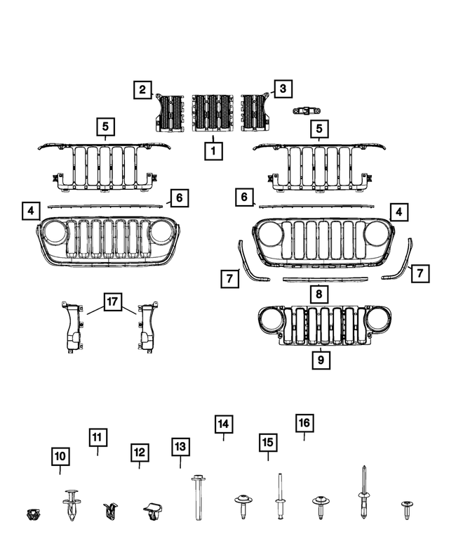 6CG99TZZAC - Exterior Ornamentation: Radiator Grille Trim Ring Kit for Mopar Image