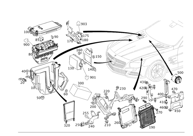 2315400324 - Electrical Equipment and Instruments: Equipment Compartment for Mercedes-Benz: SL400, SL450, SL550, SL63 AMG, SL65 AMG Image image