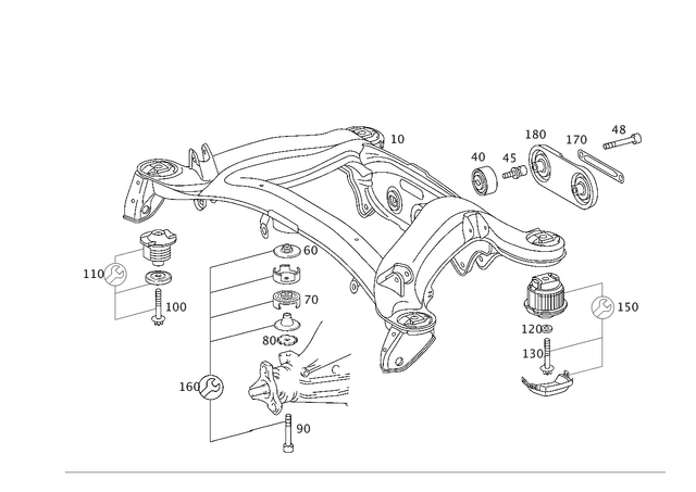 129906901 - Rear Axle: Screw for Mercedes-Benz: 180C, C230, C240, C280, C32 AMG, C320, C350, C55 AMG Image image