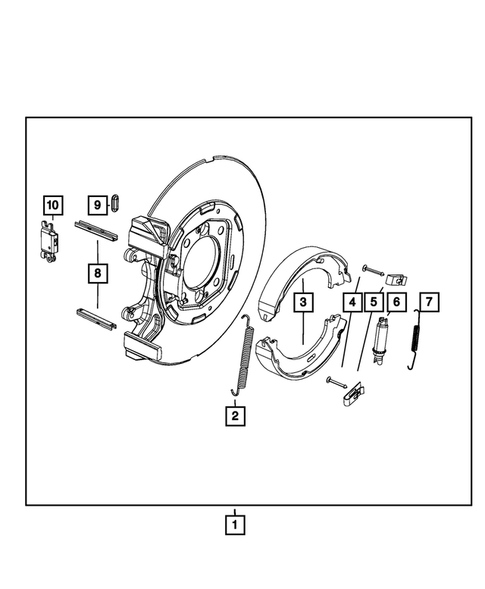Parking Brake Lever, Cables, and Rear Disc Park Brake Assembly for 2010 Jeep Commander #1