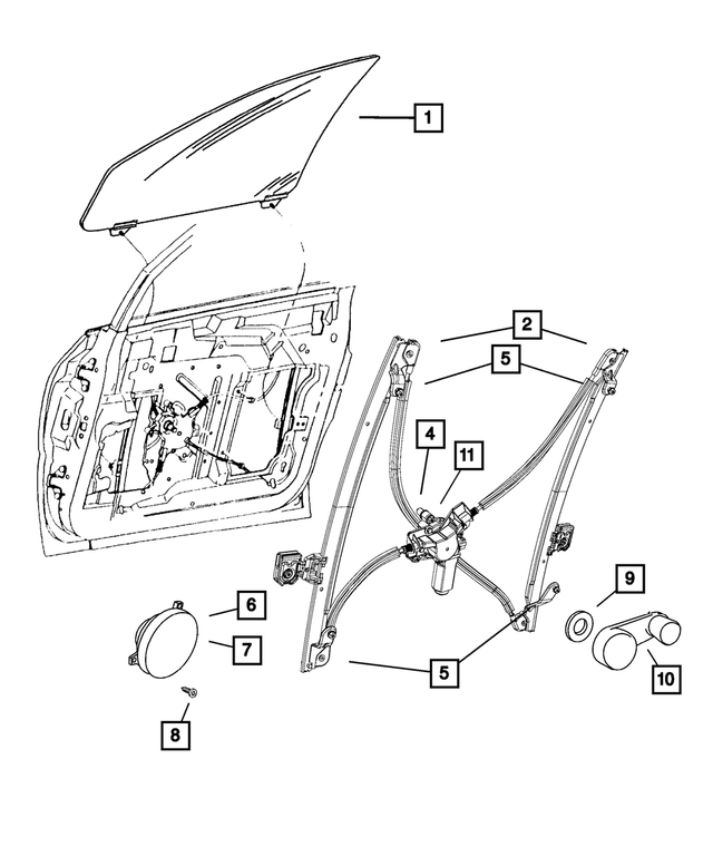 4894529AA - Doors and Related Parts: Front Door Window Regulator, Left for Mopar Image
