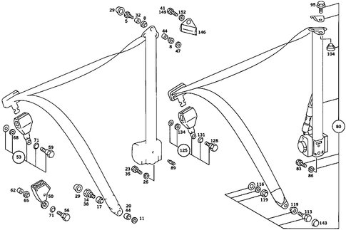 Front Seat Safety Belt for 1984 Mercedes-Benz 380SL #0