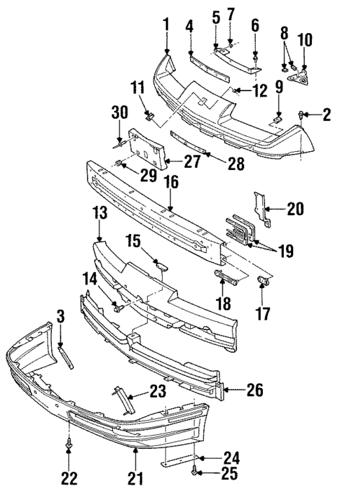 Bumper & Components - Front for 1995 Saturn SC1 #0