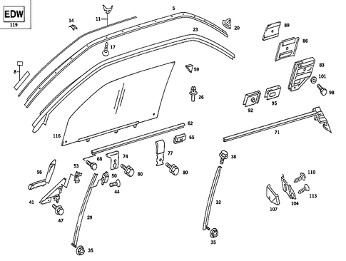 Front Door Windows for 1991 Mercedes-Benz 560SEC #0