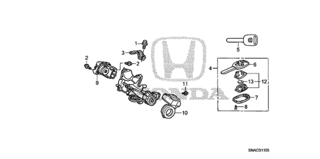 Key Cylinder Components for 2011 Honda Civic #0