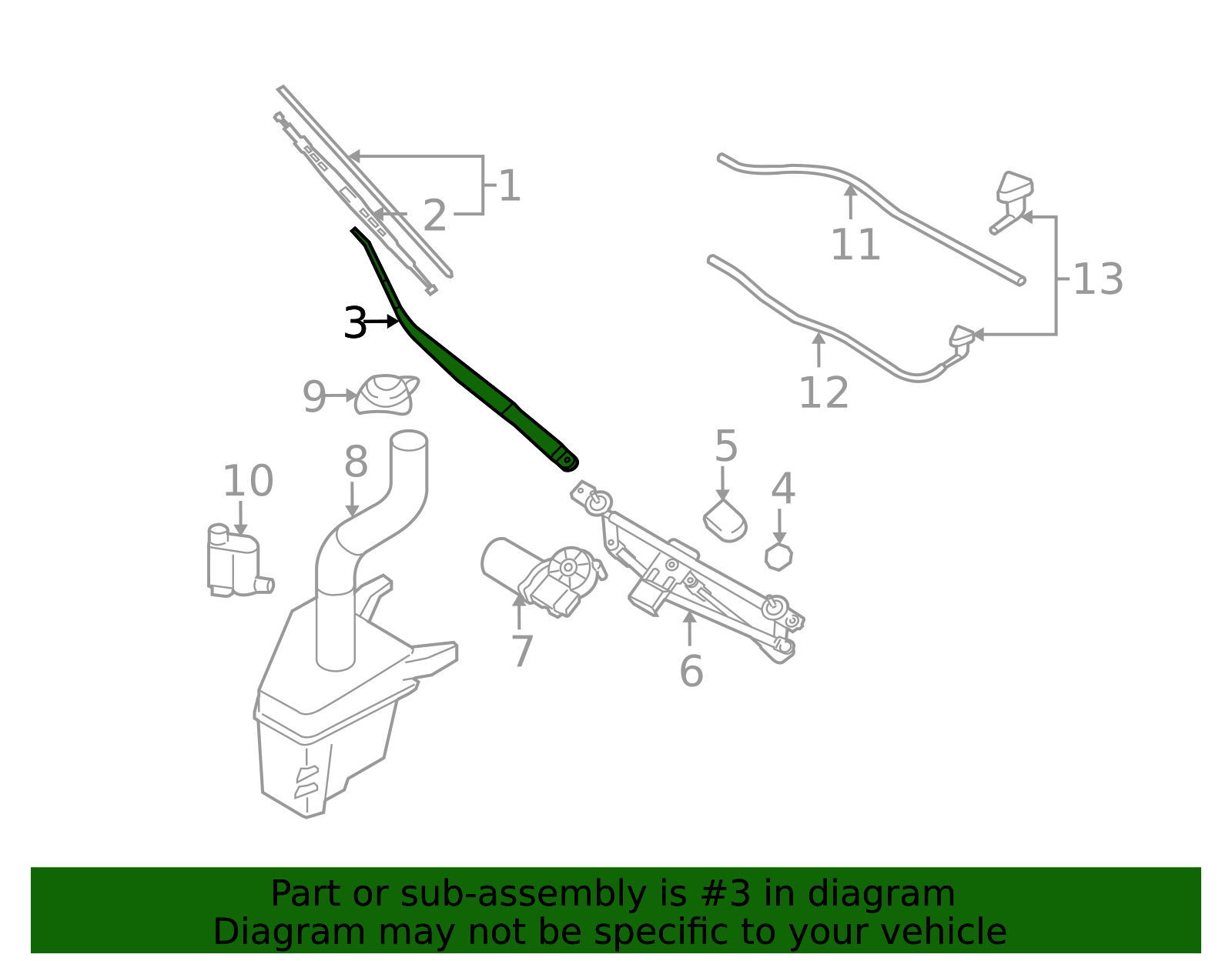 Hyundai - 98311-2E100 - Wiper Arm - 2005-2008 Hyundai Tucson | OEM ...