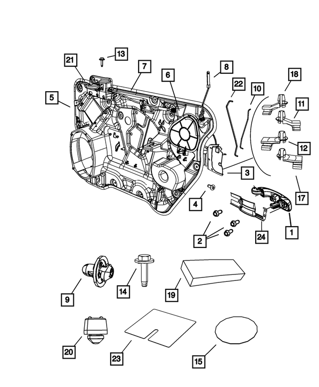 1KR95GPLAB - Doors, Door Mirrors and Related Parts: Exterior Door Handle, Left for Mopar Image
