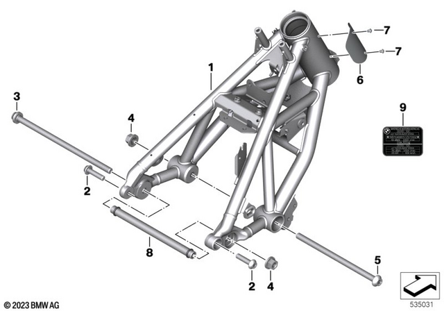 46511539555 - Frame and Mounting Parts: Front Frame - Black for BMW-Motorrad Image