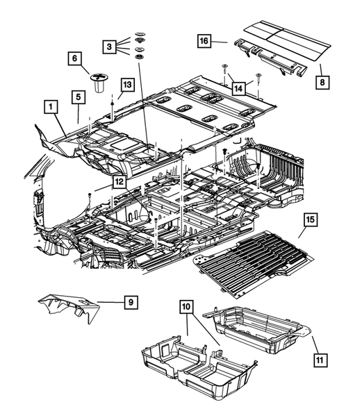 Carpets, Floor Mats, Load Floor and Silencers for 2015 Dodge Grand Caravan #0