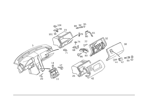 Instrument Panel and Glove Box without Passenger Air Bag for 1998 Mercedes-Benz C280 #0
