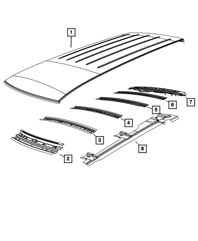 68053791AB - Body Sheet Metal Except Doors: Roof Front Header for Mopar Image