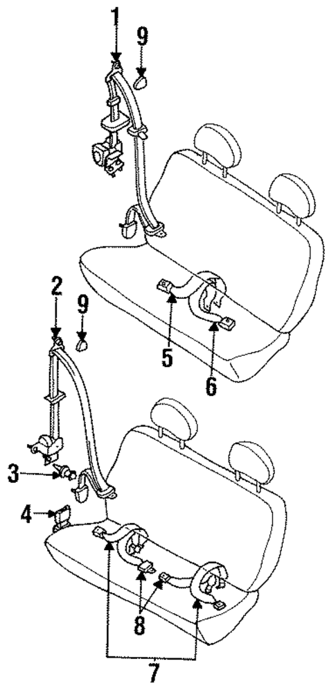Rear Seat Belts for 1993 Nissan Quest #0